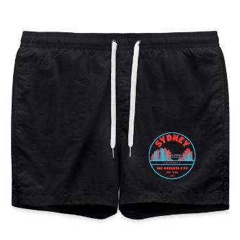 Sydney Hafenstadt Skyline Badge - Badeshorts - Schwarz - Vorne - AI Model Male 185 light (185cm)