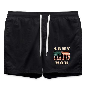 Army mom with USA flag - Swim Trunks - black - Front - AI Model Male 185 light (185cm)