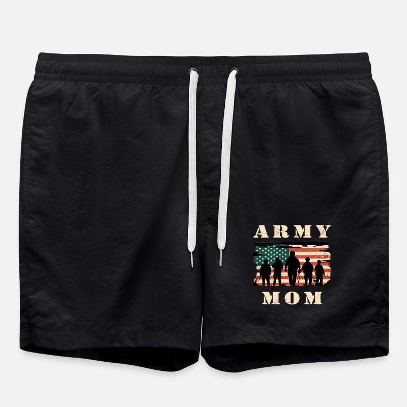 Armee Mutter mit USA Flagge - Badeshorts - Schwarz