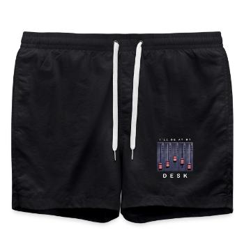 I'm at my desk mixer design - Swim Trunks - black - Front - AI Model Male 185 light (185cm)
