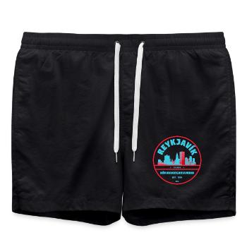 Insigne de la Skyline de la Ville de Reykjavík - Short de bain - noir - Devant - AI Model Male 185 light (185cm)