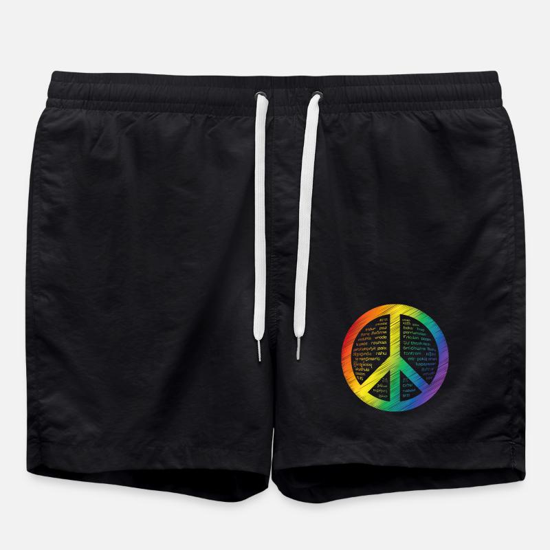 Leuchtendes Friedenszeichen - Badeshorts - Schwarz