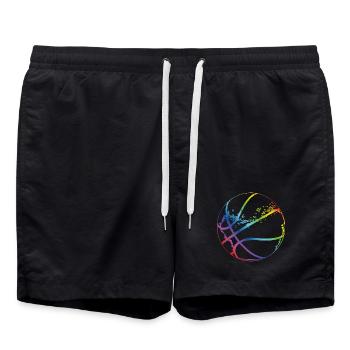 Basketball Skizze - Badeshorts - Schwarz - Vorne - AI Model Male 185 light (185cm)