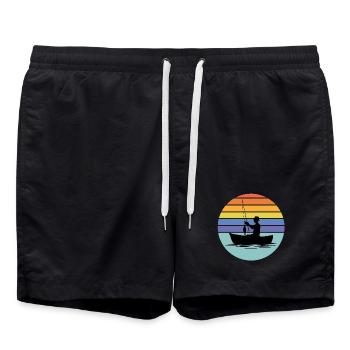 pêche, pêcheur, canne à pêche - Short de bain - noir - Devant - AI Model Male 185 light (185cm)