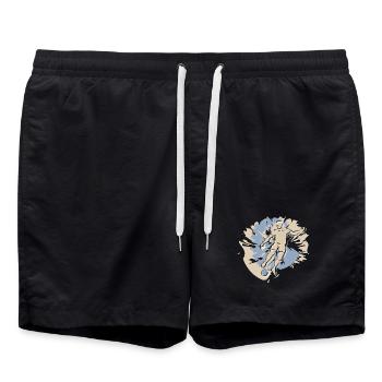 Football players in action while playing football - Swim Trunks - black - Front - AI Model Male 185 light (185cm)