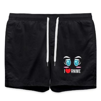 Pop Culture bande dessinée dessin animé Anime Déclaration Coeur - Short de bain - noir - Devant - AI Model Male 185 light (185cm)