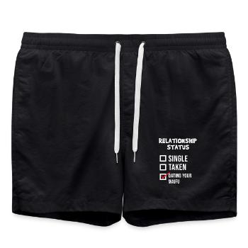 Comic Anime Popkultur Asiatisch Statement Asien - Badeshorts - Schwarz - Vorne - AI Model Male 185 light (185cm)