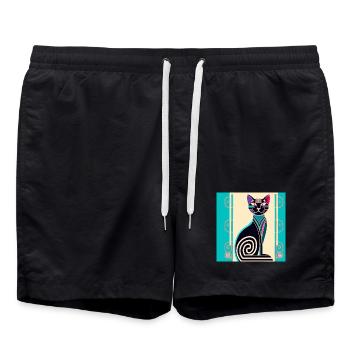 Néon Spirale Chat Art déco - Short de bain - noir - Devant - AI Model Male 185 light (185cm)