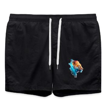 Belle lionne colorée dans la fumée bleue - Short de bain - noir - Devant - AI Model Male 185 light (185cm)