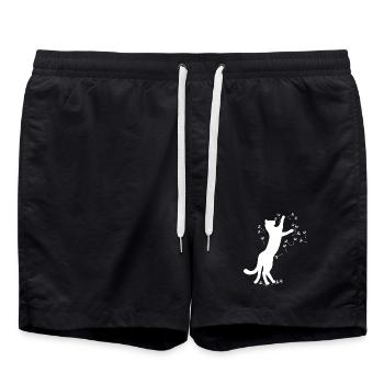 Nekomata, Löwenzahnsamen hell, pet prints - Badeshorts - Schwarz - Vorne - AI Model Male 185 light (185cm)