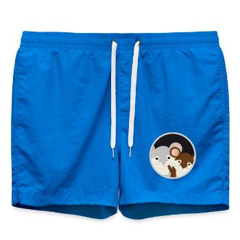 two cute mice together in the mouse hole - Swim Trunks - cobalt blue - Front
