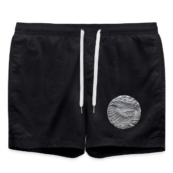 Abstrakte Schwarzweißwellen - Badeshorts - Schwarz - Vorne - AI Model Male 185 light (185cm)