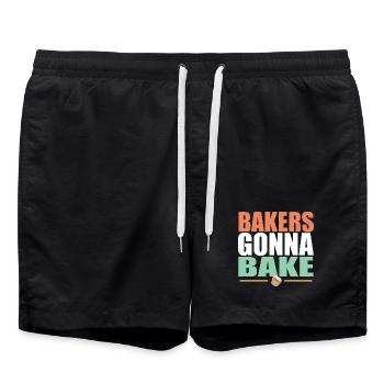 Backen Bäcker gehen zum Backen - Badeshorts - Schwarz - Vorne - AI Model Male 185 light (185cm)