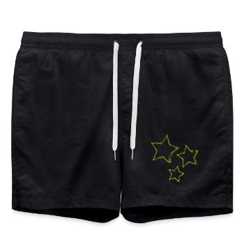 STAR. STARS. STAR. STARS. FEAST. ANNIVERSARY - Swim Trunks - black - Front - AI Model Male 185 light (185cm)