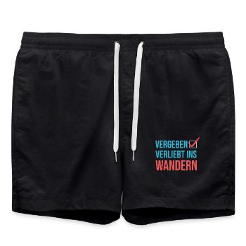 Wandern Klettern Statement Bergwanderung Wanderer - Badeshorts - Schwarz - Vorne - AI Model Male 185 light (185cm)