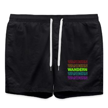 Wandern Natur Spruch Naturliebhaber Bergwanderung - Badeshorts - Schwarz - Vorne - AI Model Male 185 light (185cm)