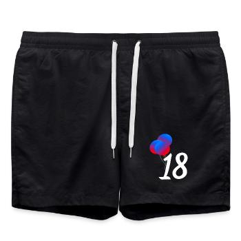 geschenkideen, 18 Luftballons - Badeshorts - Schwarz - Vorne - AI Model Male 185 light (185cm)