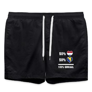 Bosnie et Pays-Bas 100% Genius Flag - Short de bain - noir - Devant - AI Model Male 185 light (185cm)