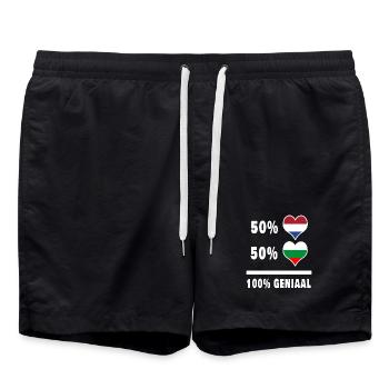 Bulgarien und Niederlande 100% Genius Flagge - Badeshorts - Schwarz - Vorne - AI Model Male 185 light (185cm)