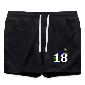 unisex, 18 Feuerwerk sternenmuster - Badeshorts - Schwarz - Vorne - AI Model Male 185 light (185cm)