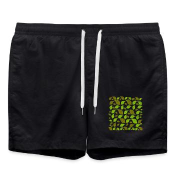 pflanzenmuster frau, blattmuster grüntöne - Badeshorts - Schwarz - Vorne - AI Model Male 185 light (185cm)