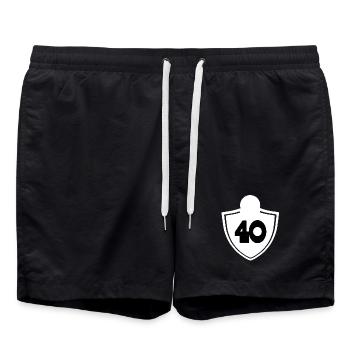 40 männer, wappenmuster, Geburtstag shirt - Badeshorts - Schwarz - Vorne - AI Model Male 185 light (185cm)