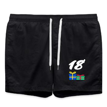geschenkbox, 18 geschenke bunt - Badeshorts - Schwarz - Vorne - AI Model Male 185 light (185cm)
