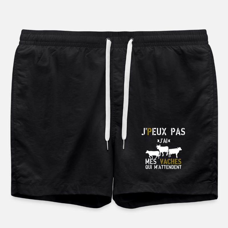 J Peux Pas J ai mes vaches qui m attendent - Short de bain - noir
