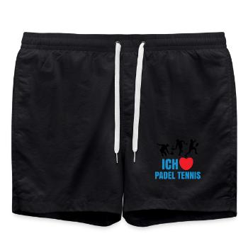 Sportart Statement Herz Ich Liebe Padel Spieler - Badeshorts - Schwarz - Vorne - AI Model Male 185 light (185cm)