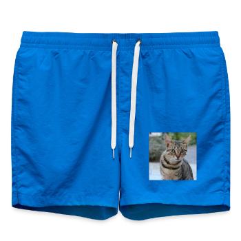 Katze Kätzchen Poster quadratisch Katzenposter - Badeshorts - Cobalt blue - Vorne