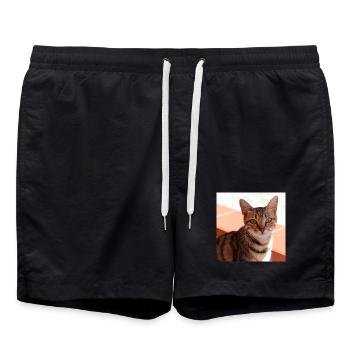 Chat chaton affiche chat carré affiche - Short de bain - noir - Devant - AI Model Male 185 light (185cm)