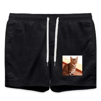 Chat chaton affiche chat carré affiche - Short de bain - noir - Devant - AI Model Male 185 light (185cm)