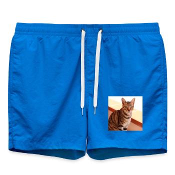 Katze Kätzchen Poster quadratisch Katzenposter - Badeshorts - Cobalt blue - Vorne