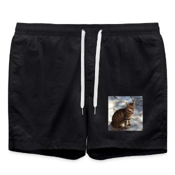 Chat chaton affiche chat carré affiche - Short de bain - noir - Devant - AI Model Male 185 light (185cm)