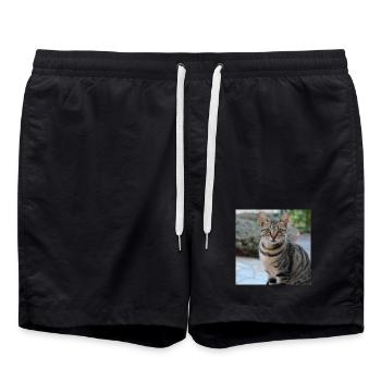 Chat chaton affiche chat carré affiche - Short de bain - noir - Devant - AI Model Male 185 light (185cm)