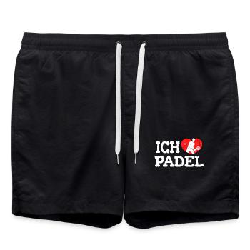Ich Liebe Padel Herz Statement Schläger Tennis - Badeshorts - Schwarz - Vorne - AI Model Male 185 light (185cm)
