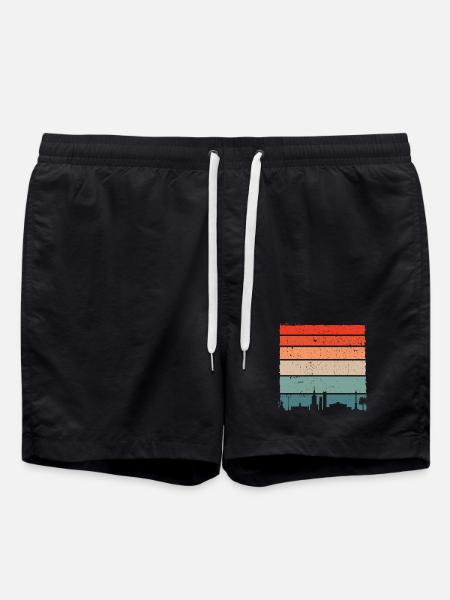 Sunset Skyline Gradient Tee - Swim Trunks - black