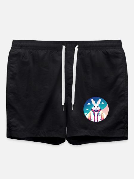 Bunny, Rabbit, Easter Bunny - Swim Trunks - black