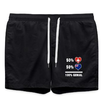 Nouvelle-Zélande et Suisse 100% Awesome Flag - Short de bain - noir - Devant - AI Model Male 185 light (185cm)