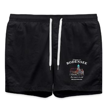 Wasserburg, Bodensee, Bayern - Badeshorts - Schwarz - Vorne - AI Model Male 185 light (185cm)