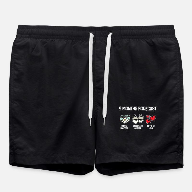 Parenting Pregnant Statement Heart - Swim Trunks - black