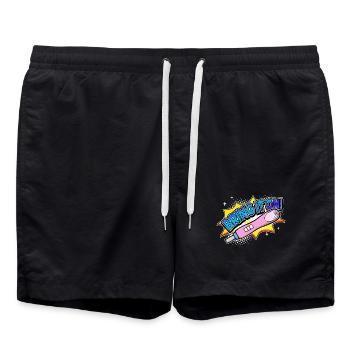 Mother Pregnant Pregnancy Statement Family - Swim Trunks - black - Front - AI Model Male 185 light (185cm)