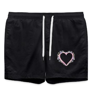 Cadre en cœur aux couleurs pastel et look matelassée - Short de bain - noir - Devant - AI Model Male 185 light (185cm)