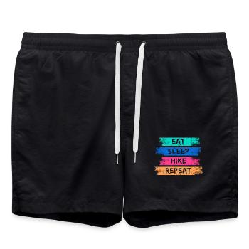 Bergwanderung Statement Wandern Wanderung Natur - Badeshorts - Schwarz - Vorne - AI Model Male 185 light (185cm)