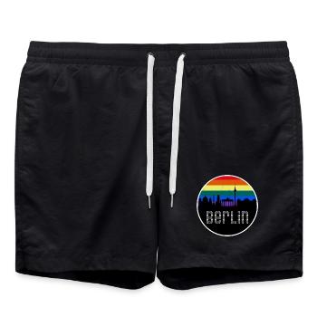 Berlin Skyline Arc-en-ciel - Short de bain - noir - Devant - AI Model Male 185 light (185cm)