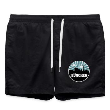 L’heure bleue de Munich Skyline - Short de bain - noir - Devant - AI Model Male 185 light (185cm)