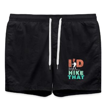Hiking Hiker Statement Mountain Summit Mountaineering - Swim Trunks - black - Front - AI Model Male 185 light (185cm)