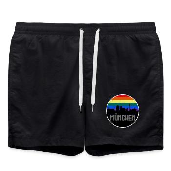 L’arc-en-ciel de Munich Skyline - Short de bain - noir - Devant - AI Model Male 185 light (185cm)