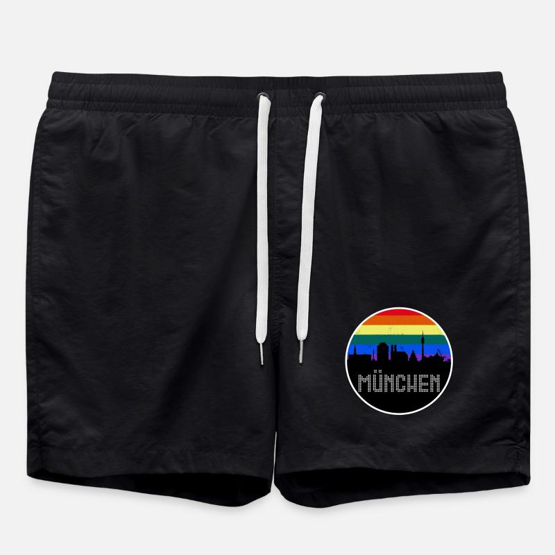 Munich Skyline Rainbow - Swim Trunks - black
