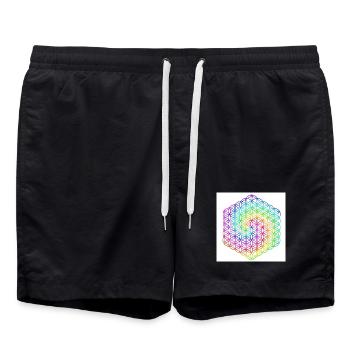 Flower of Life - 5th Dimension - Mandala - love - Swim Trunks - black - Front - AI Model Male 185 light (185cm)